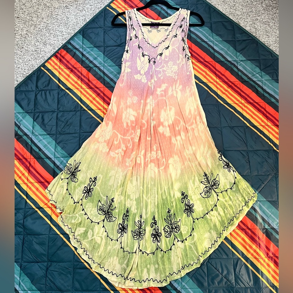 Colorful dress with embroidered details